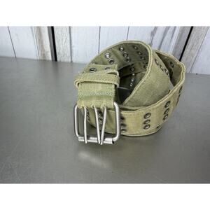 Livity International Double Grommet Hole Belt Cotton Y2K Light Green 40in